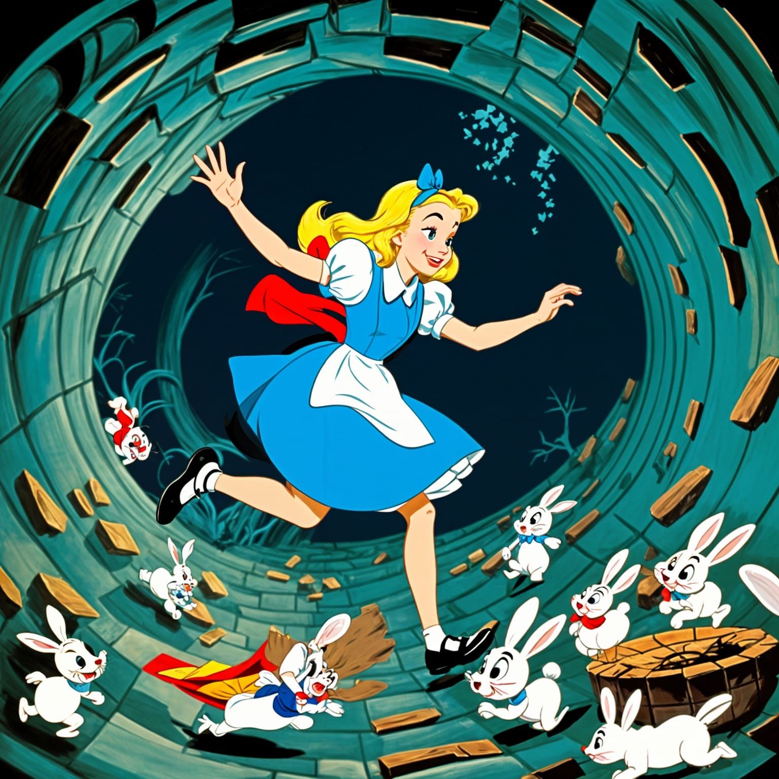Alice's Descent: A 1950s Disney Cartoon