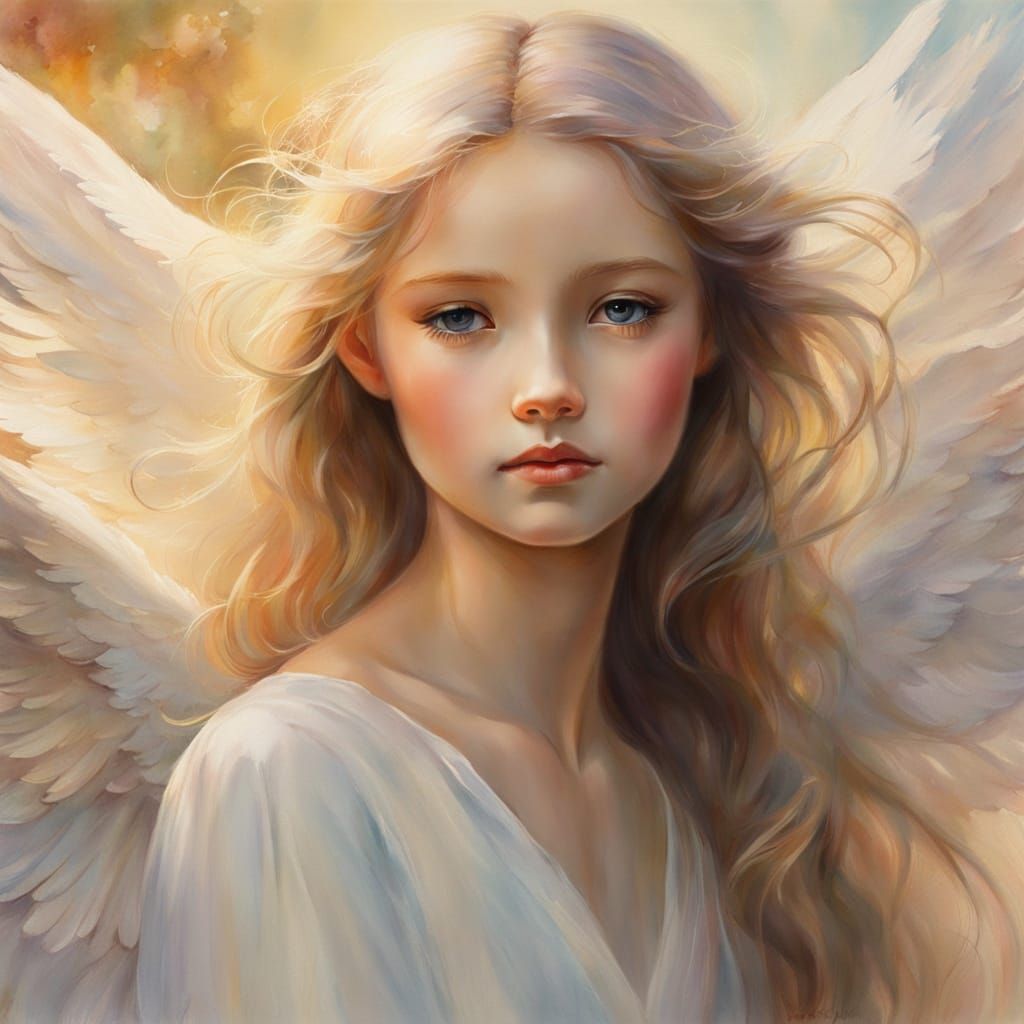 Ethereal Angel in Watercolour Painting