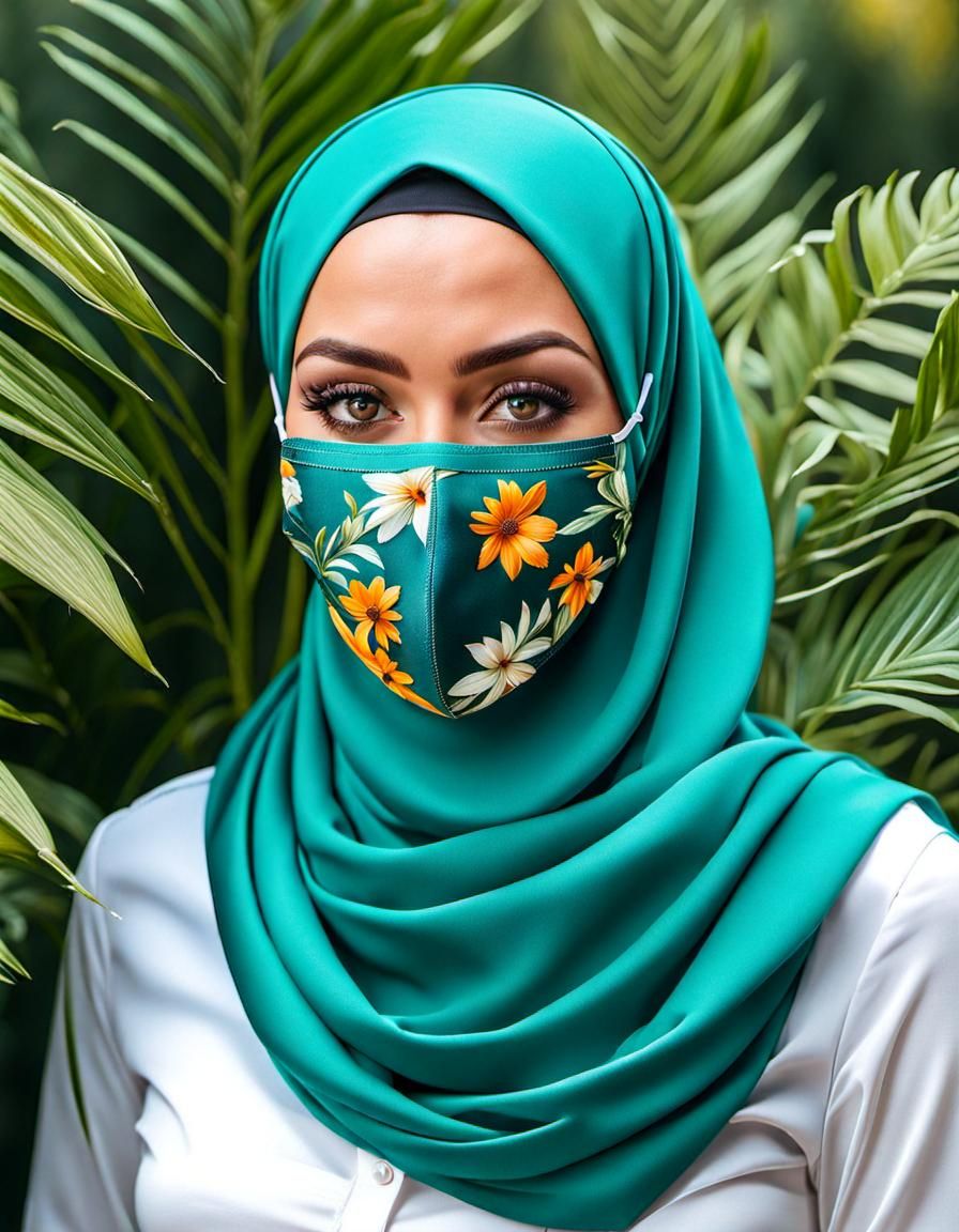 Beautiful Hijabi Woman in Oil Painting Style