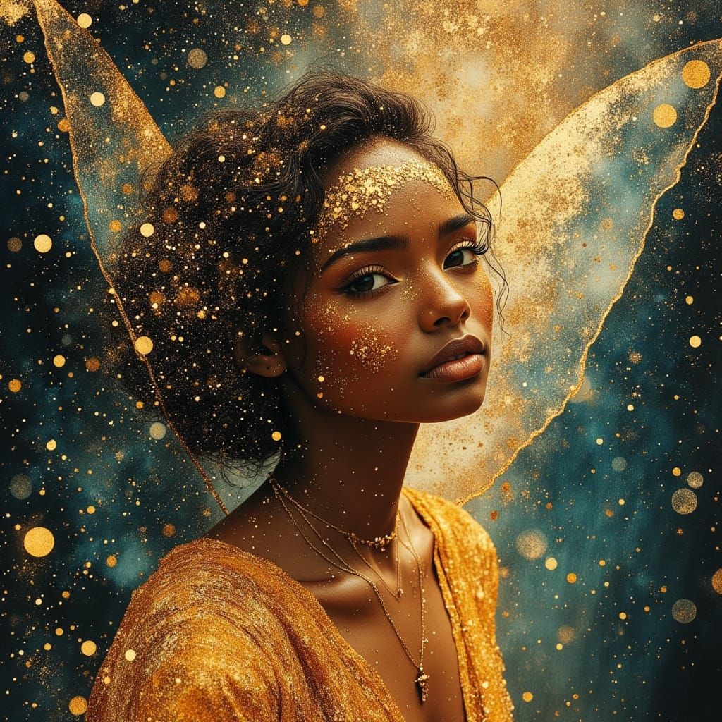 Stunning Black Fairy with Cosmic Dust Hair
