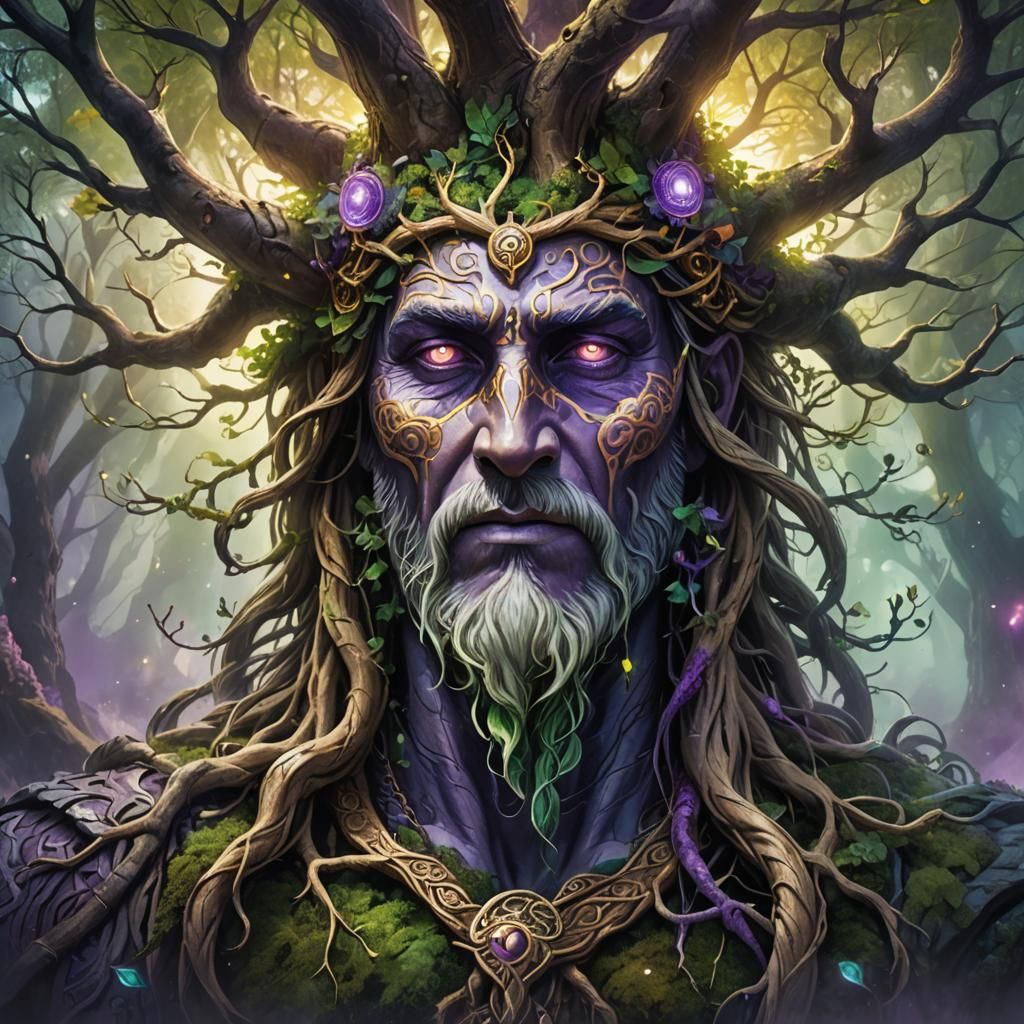 Vibrant Norse Tree of Life Fantasy Art