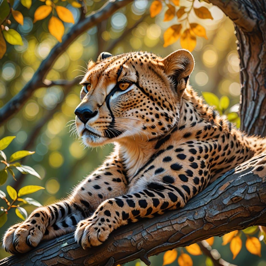 Cheetah-Human Hybrid Takes a Peaceful Slumber in the Treetop...