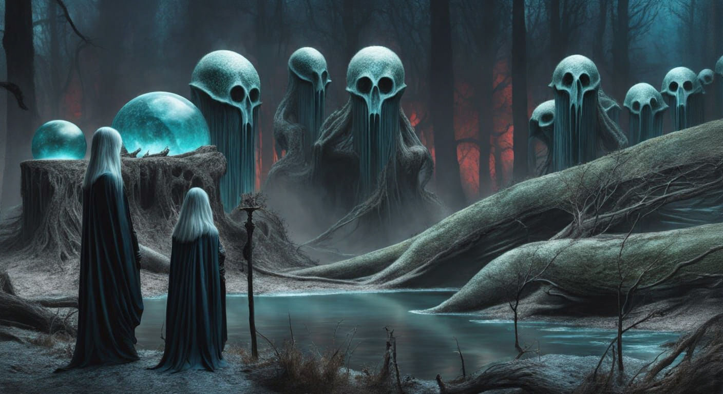 Ouroboros in Forest with Volumetric Lighting