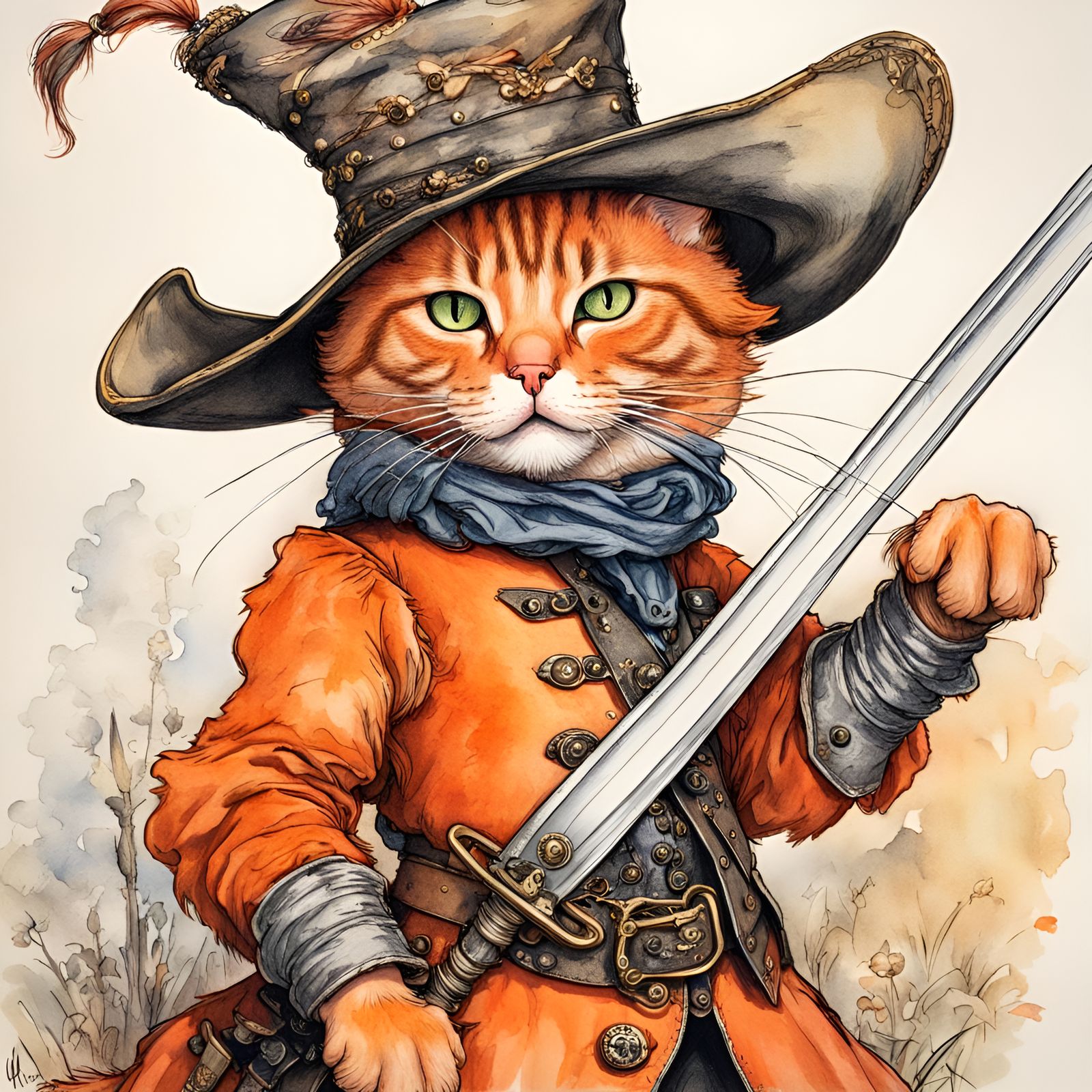 Swashbuckling Orange Cat With Sword