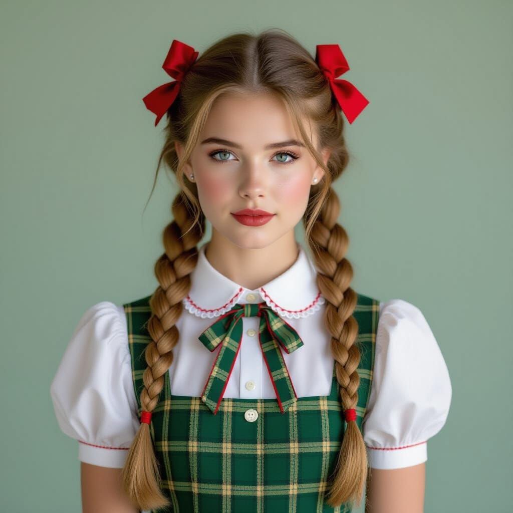 Lena in School Uniform: Hyperrealistic Portrait