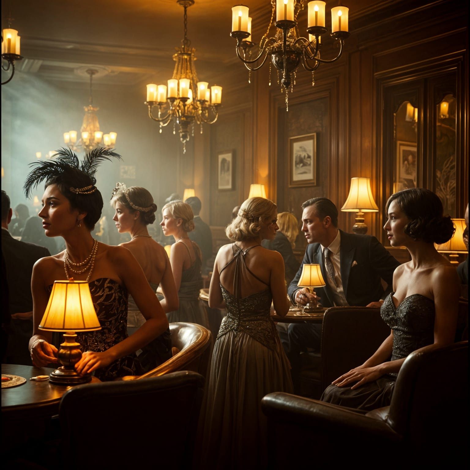 Art Deco Social Scene in Gentleman's Club
