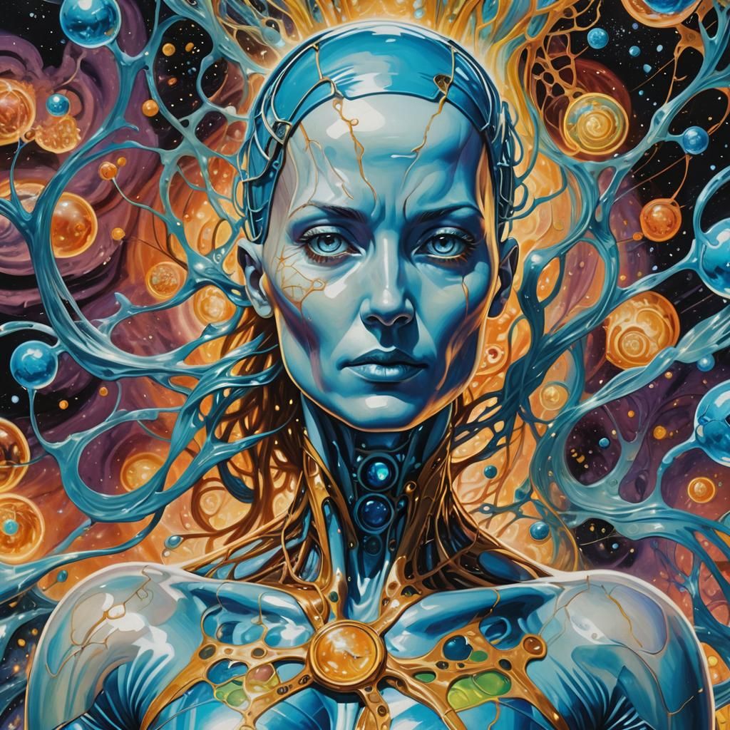 Female Dr. Manhattan Energy Portrait in Surrealist Style