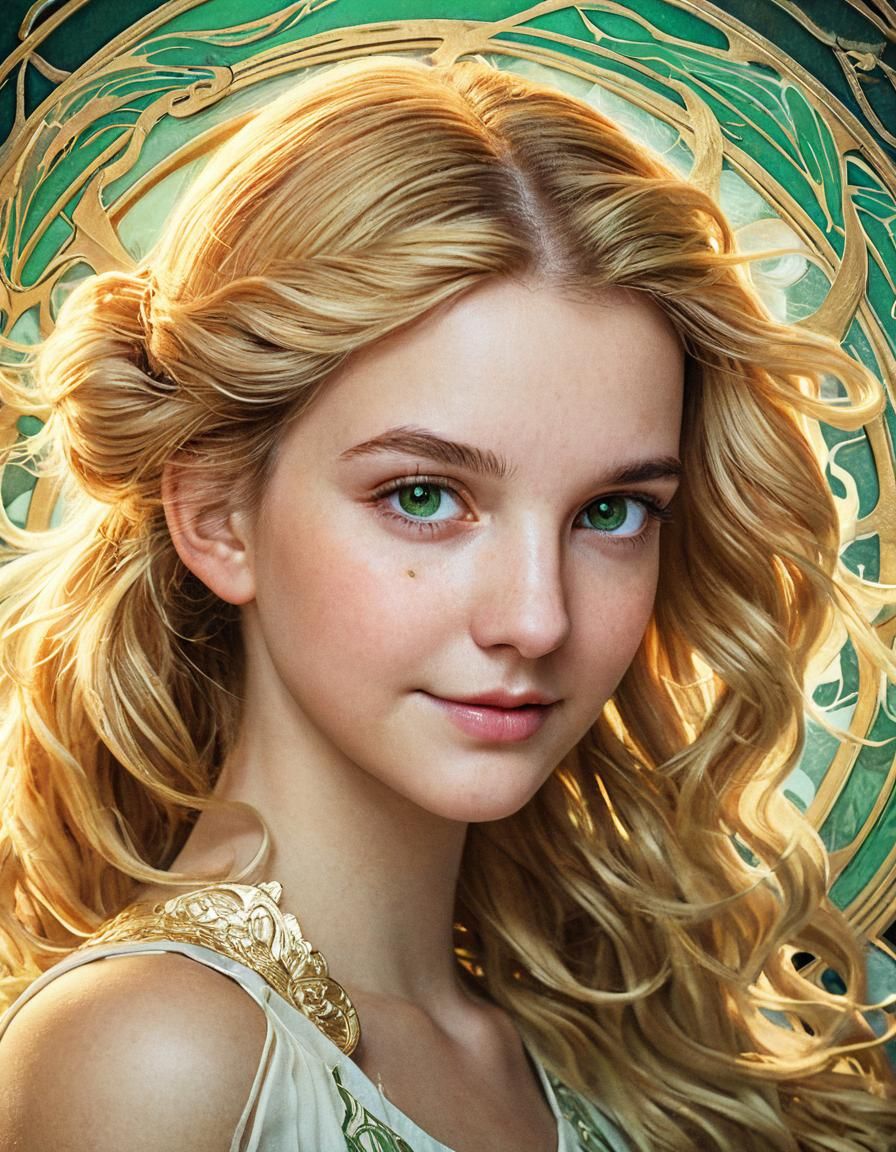 Romantic Portrait in Art Nouveau Style