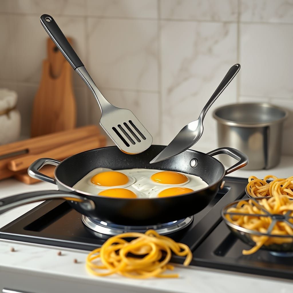 Self Cooking Kitchen with Floating Utensils