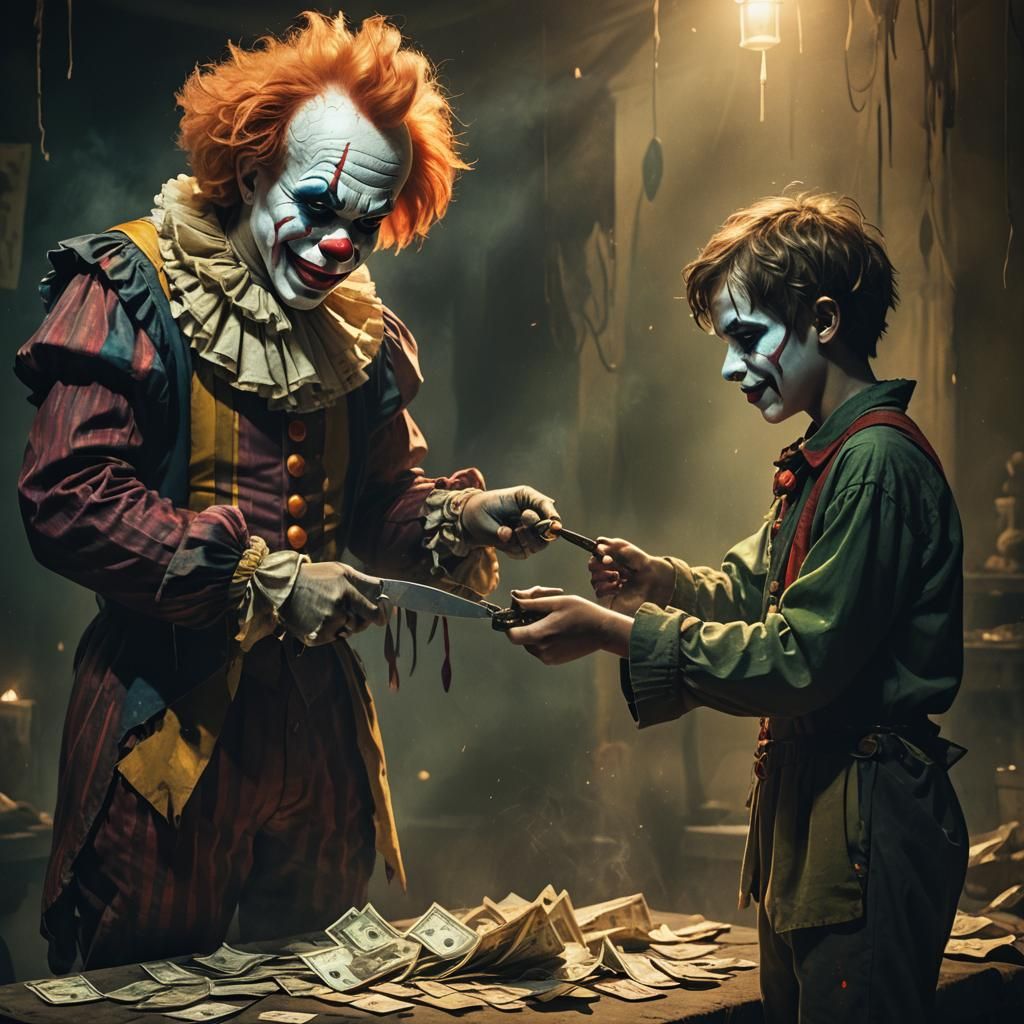 Dark Fantasy: Boy and Twisted Clown, Matte Painting