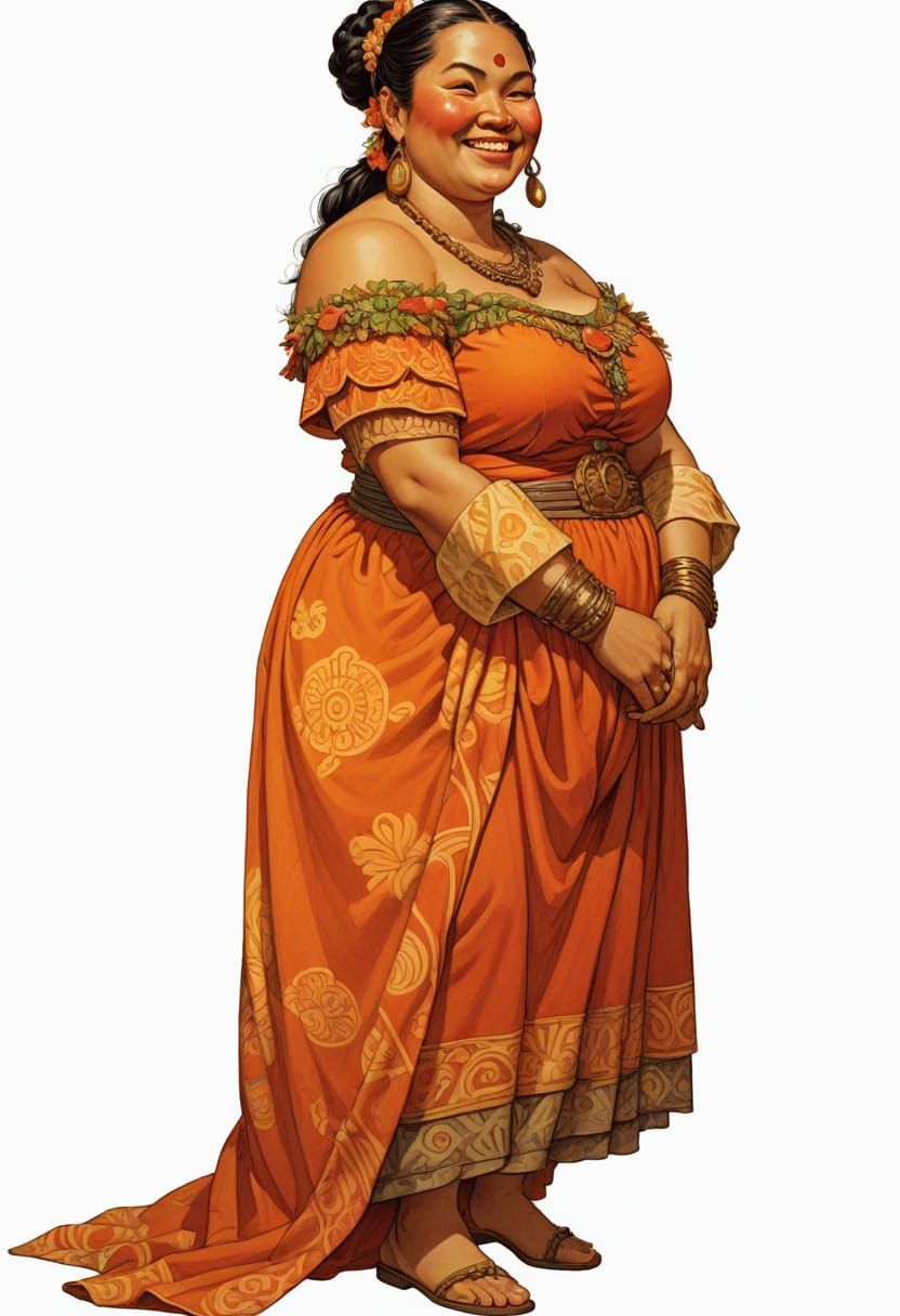 Regal Polynesian Lady in Heroic Fantasy Style
