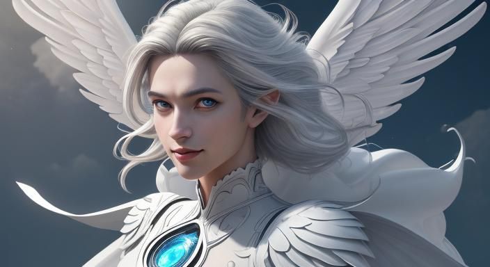 Techno Art Nouveau Angel Knight with Zodiac Circle