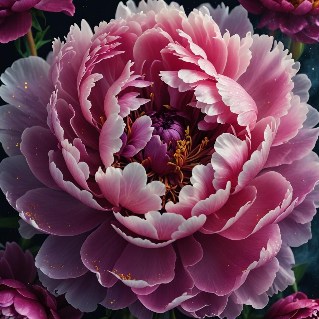 Colorful Smoke Peony in Dramatic Lighting