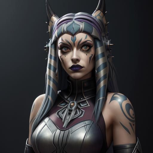 Teenage Goth Ahsoka: Hyperdetailed Dark Fantasy Art