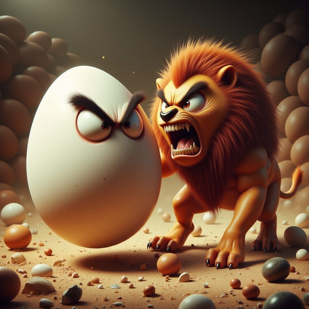 Egg Gladiator's Arena Fight Against a Lion