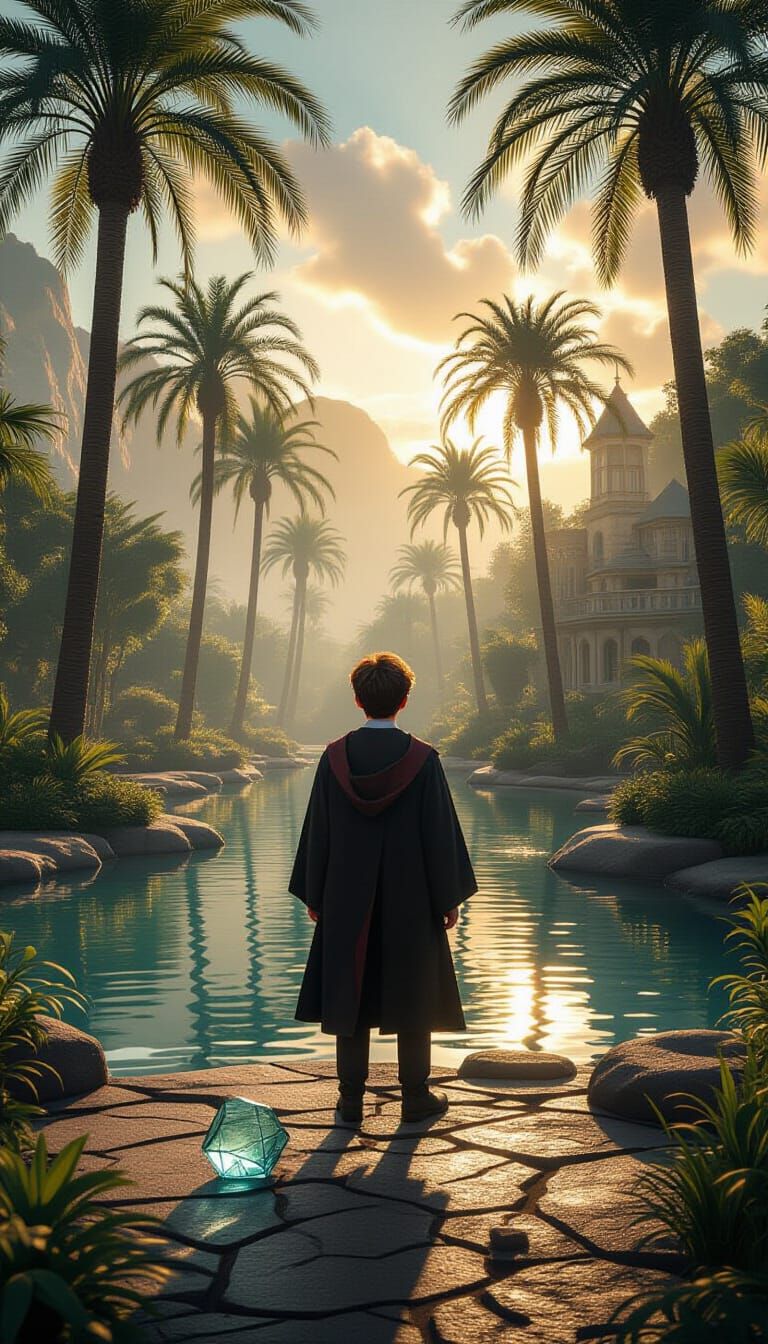 Harry Potter in Oasis, Thomas Kinkade Style