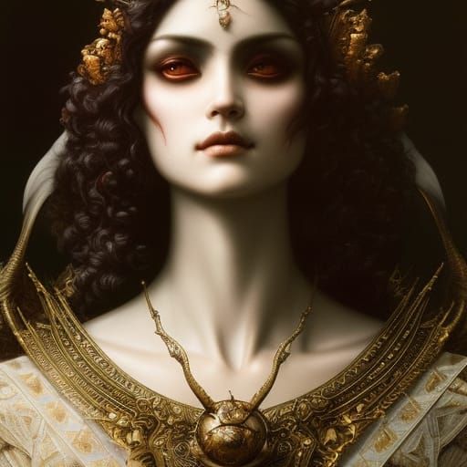 Fanged Vampire Statue in Renaissance Style