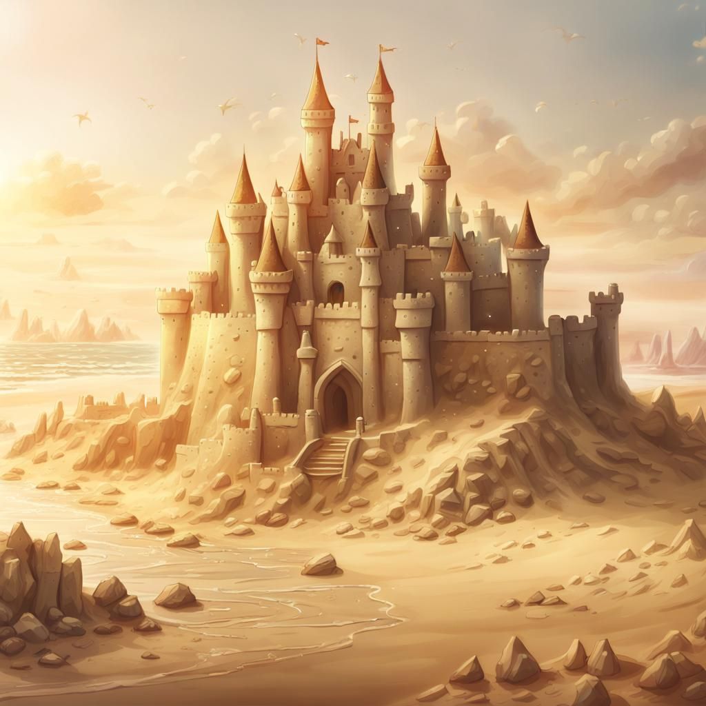 Majestic Sandcastle Citadel on Sandy Coastline
