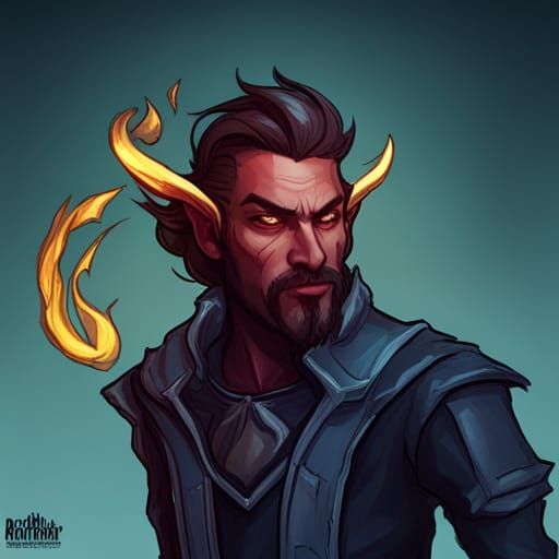 Tiefling Warlock Portrait in Hyperdetailed Style