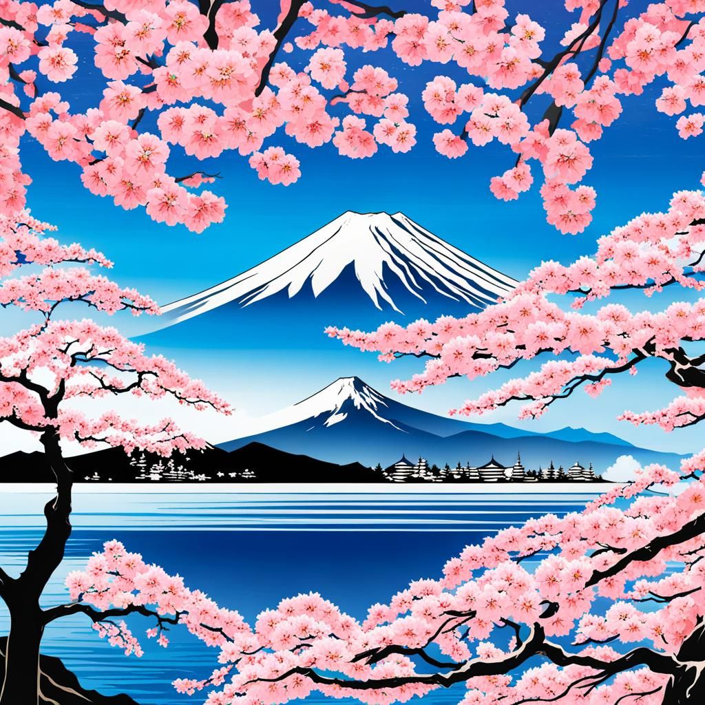 Mount Fuji and Sakura Blossoms