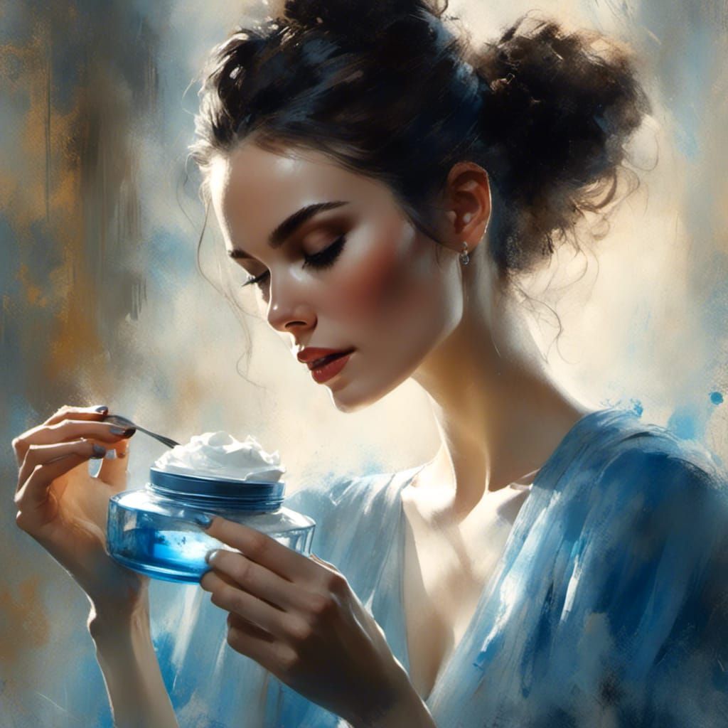 Woman Applying Cream: Hyperrealistic Portrait in Dutch Maste...