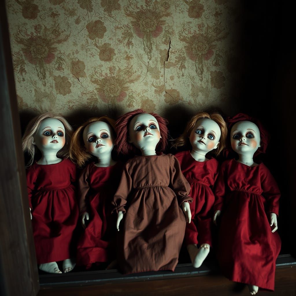 Abandoned Rag Dolls in a Dark, Sinister Room