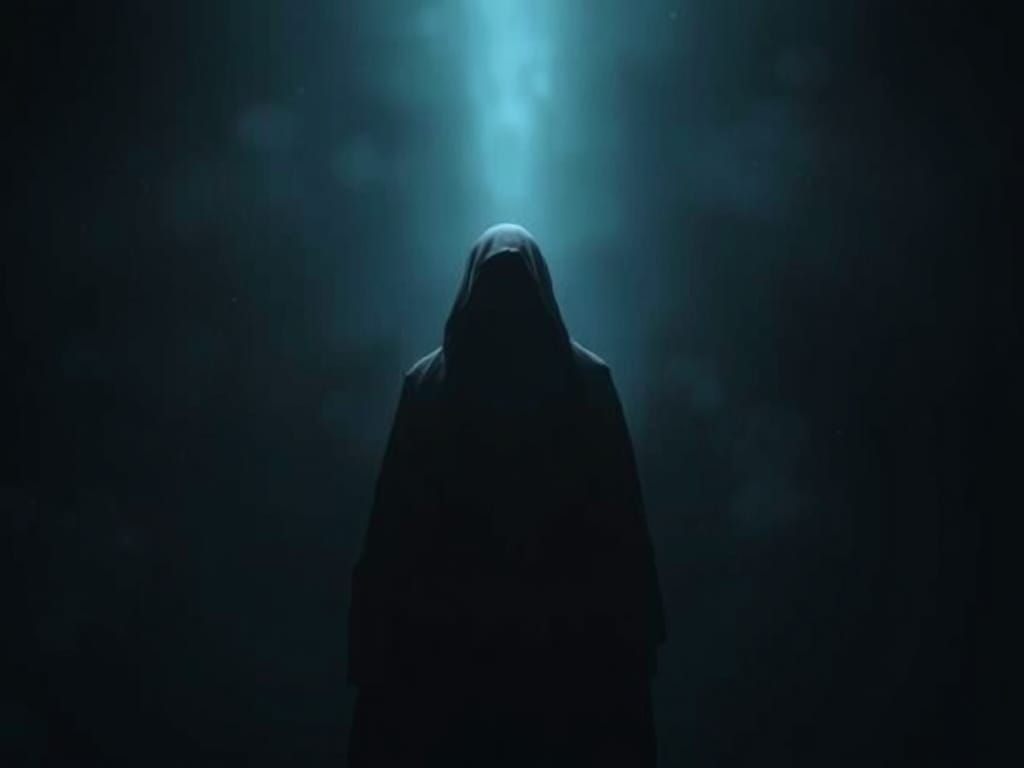 Dark Figure in Void: Mystical Sci-Fi Art