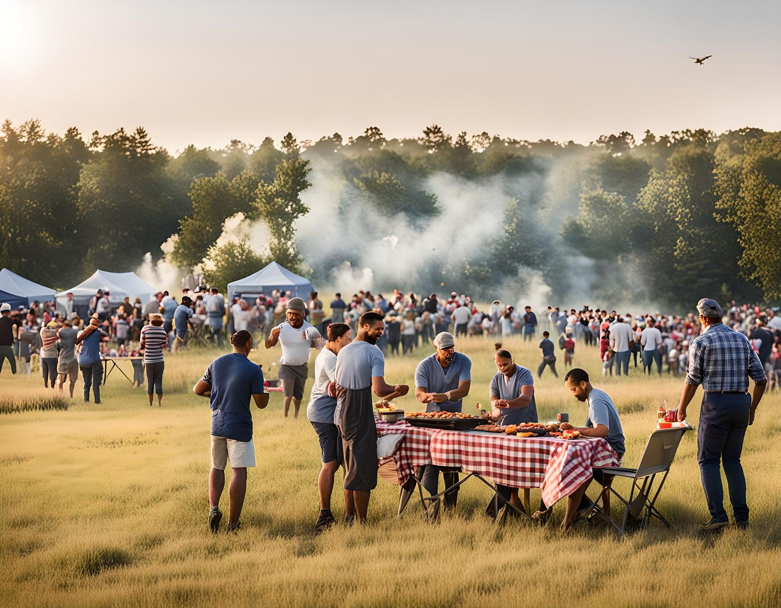 Labor Day Barbecue Celebration in a Field