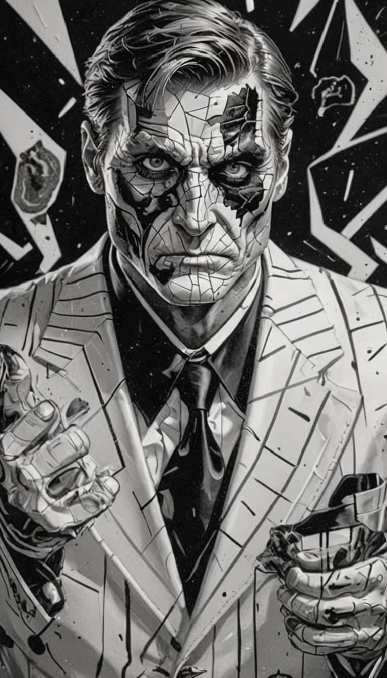 Two-Face in Pop Art Digital Style