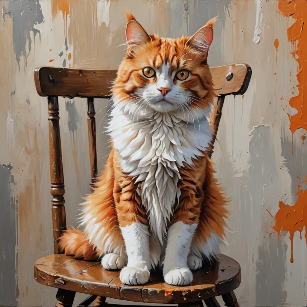 Sassy Orange Cat Oil Painting Masterpiece