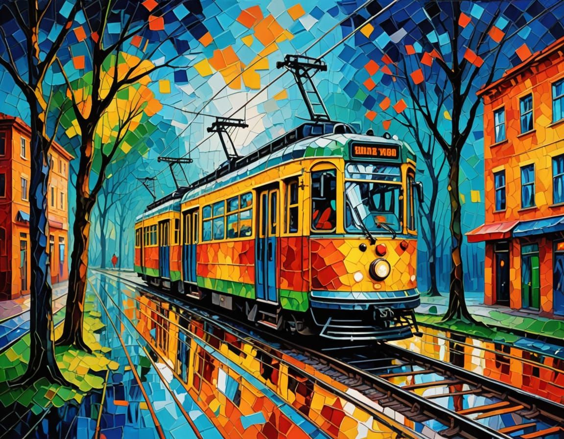 Infinite Reflections in Vibrant Colors Impasto Art