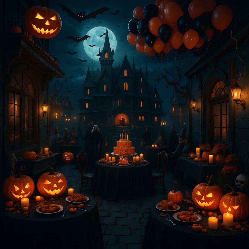 Epic Halloween Birthday Party Digital Matte Painting
