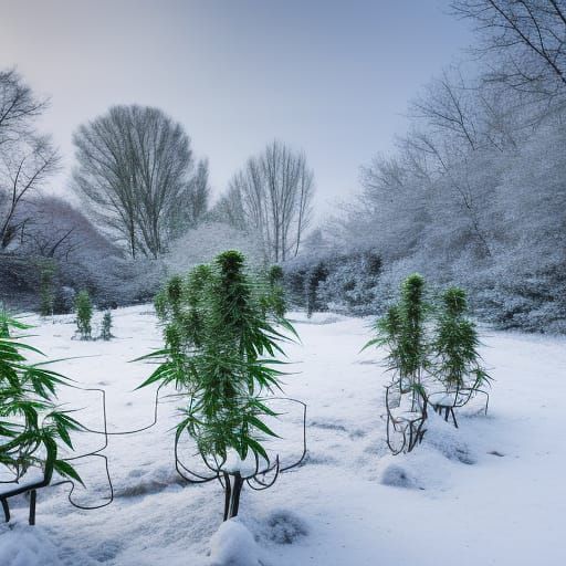 Snow-Covered Cannabis Farm in Icy Landscape