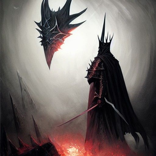 Sinister Witch-king of Angmar in Dark Fantasy Style