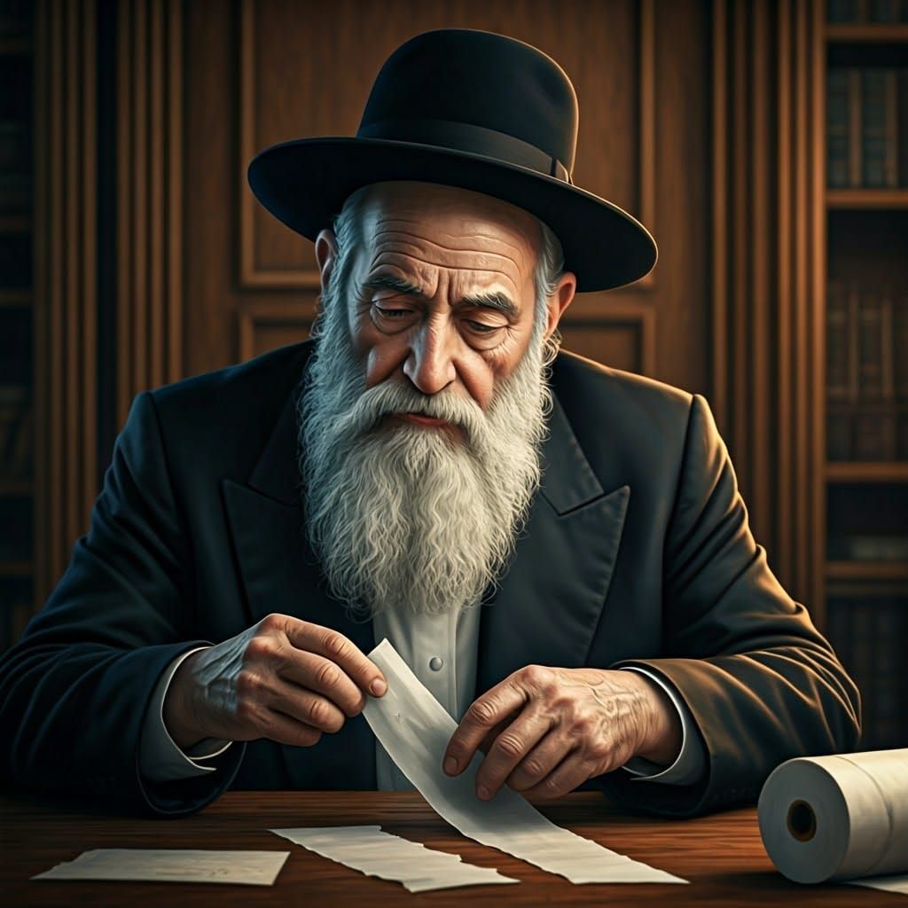 Dignified Hasidic Rabbi Lost in Contemplation