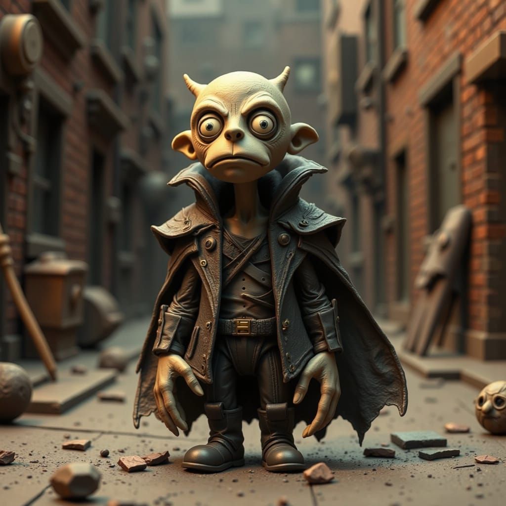 Timid Super Villain in Wallace & Gromit Style