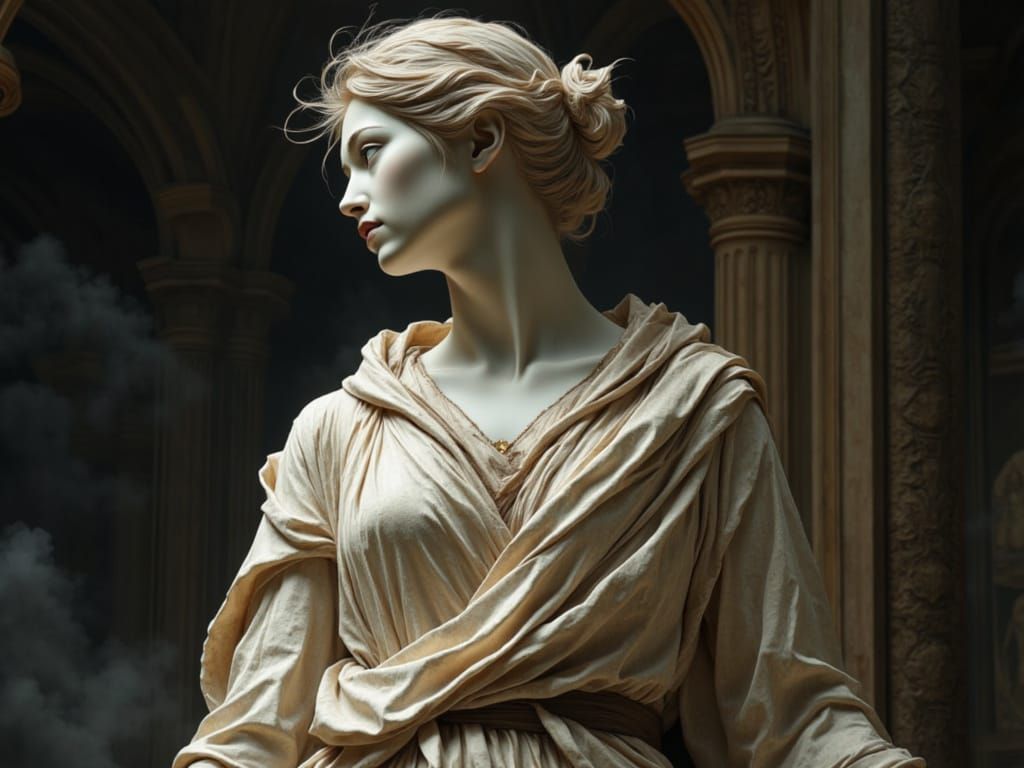 Marble Statue Draped Like K-Pop Singer