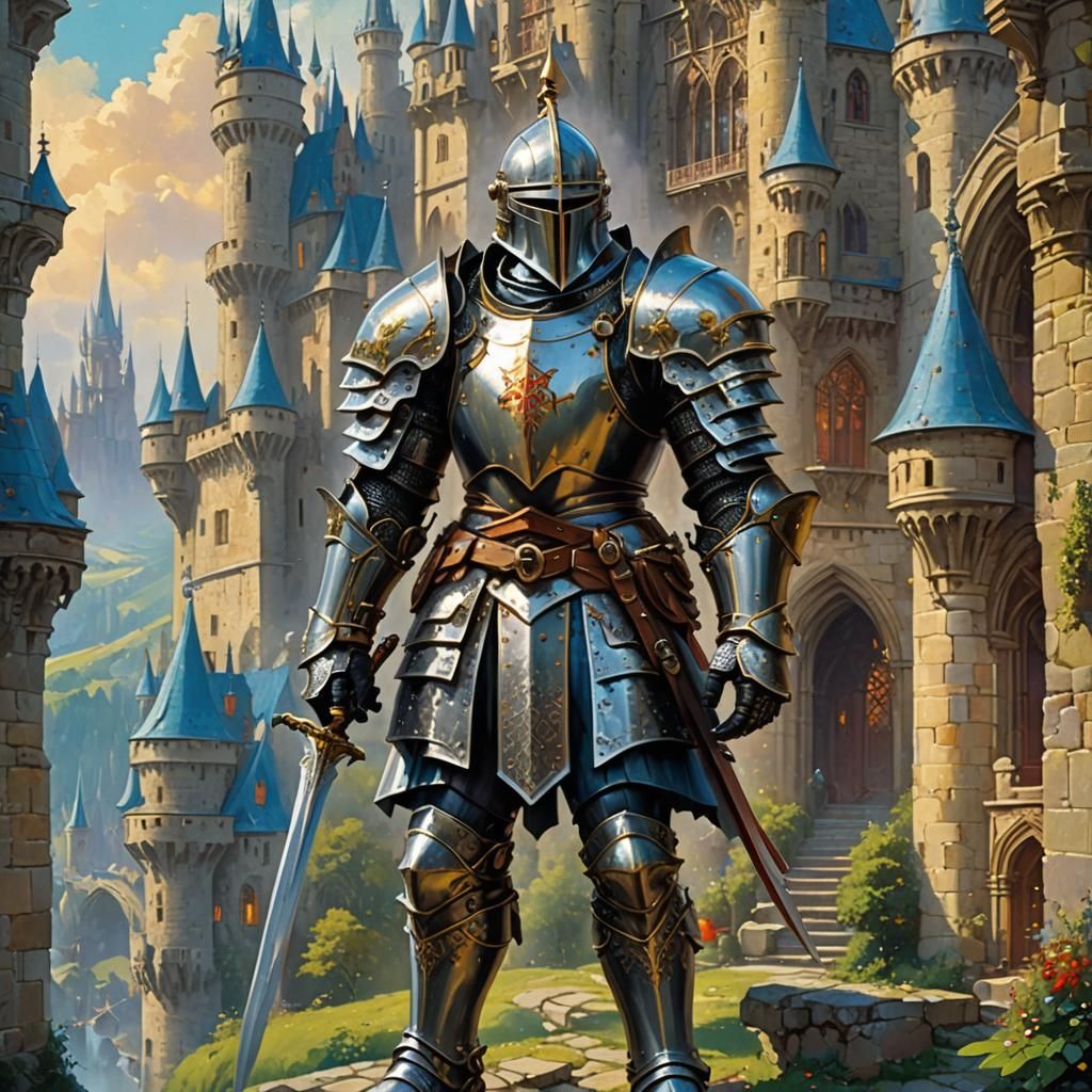 Medieval Knight in Armor, Paul Lehr Style