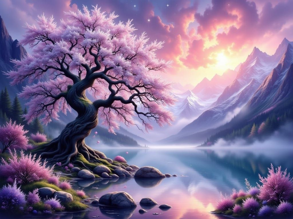 Whimsical Pastel Fantasy Landscape