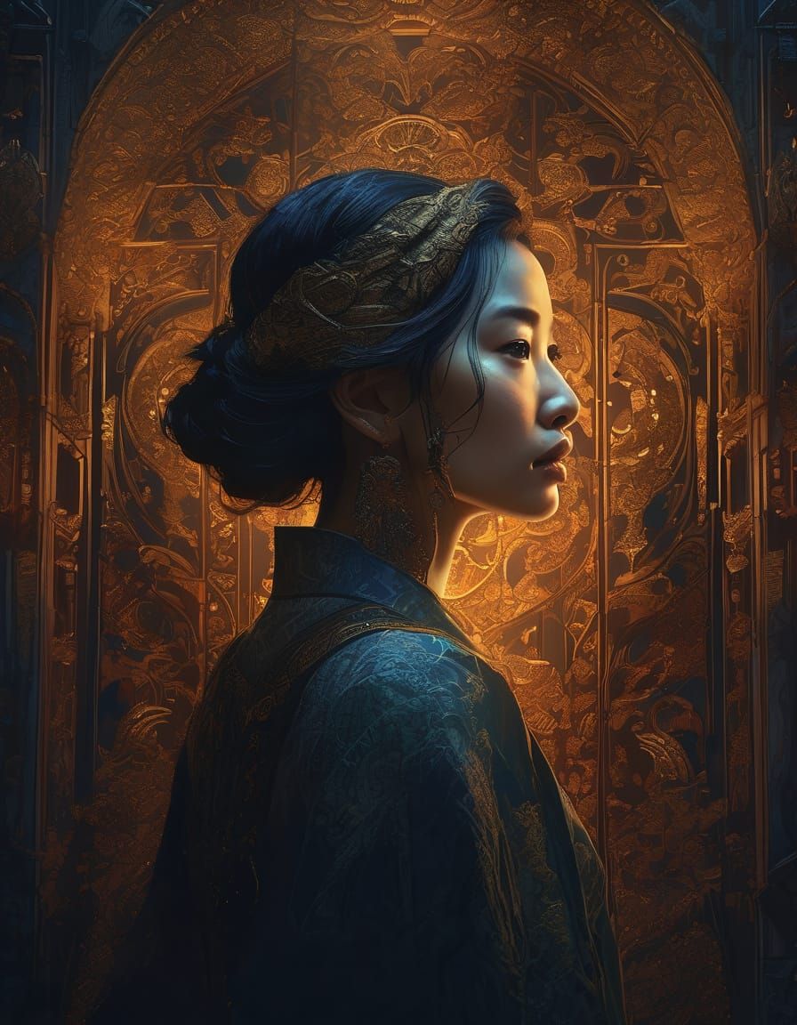 Mystical Femme Fatale in Dark Realm