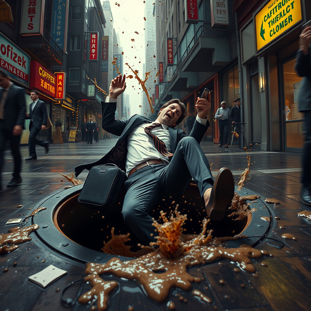 Office Worker's Comical Fall: Splash Screen Art