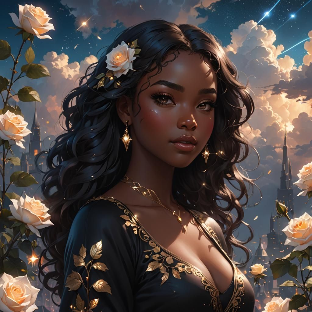 Cute Curvy Girl in Digital Illustration Style