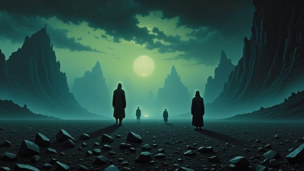 Surreal Rocky Plains Under Vague Light, Beksinski Style