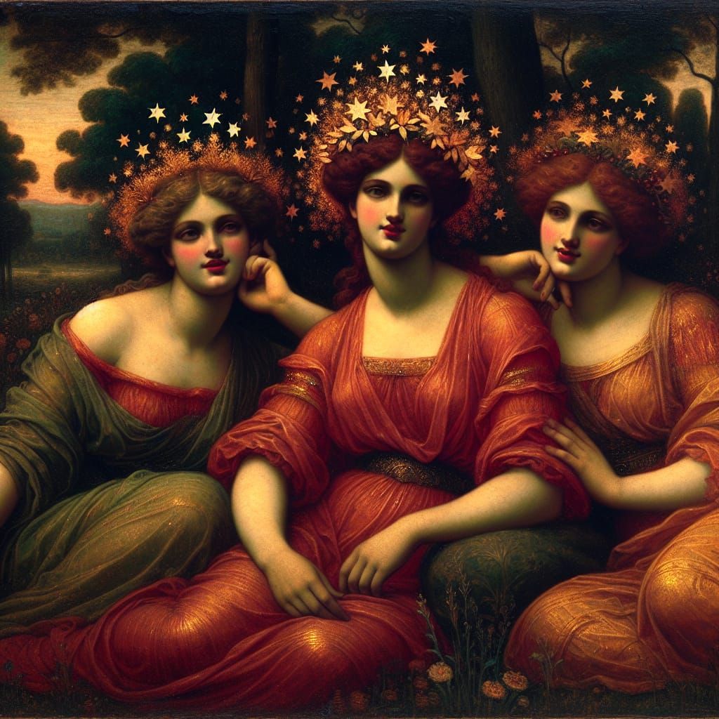 Bacchus and Sisters Lounging in Meadow, Renaissance Style