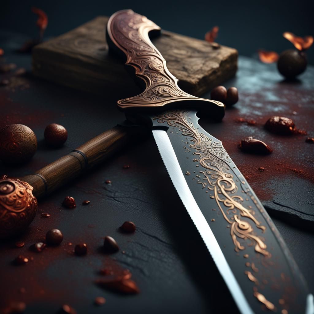 Detailed Knife Matte Painting in Fantasy Style