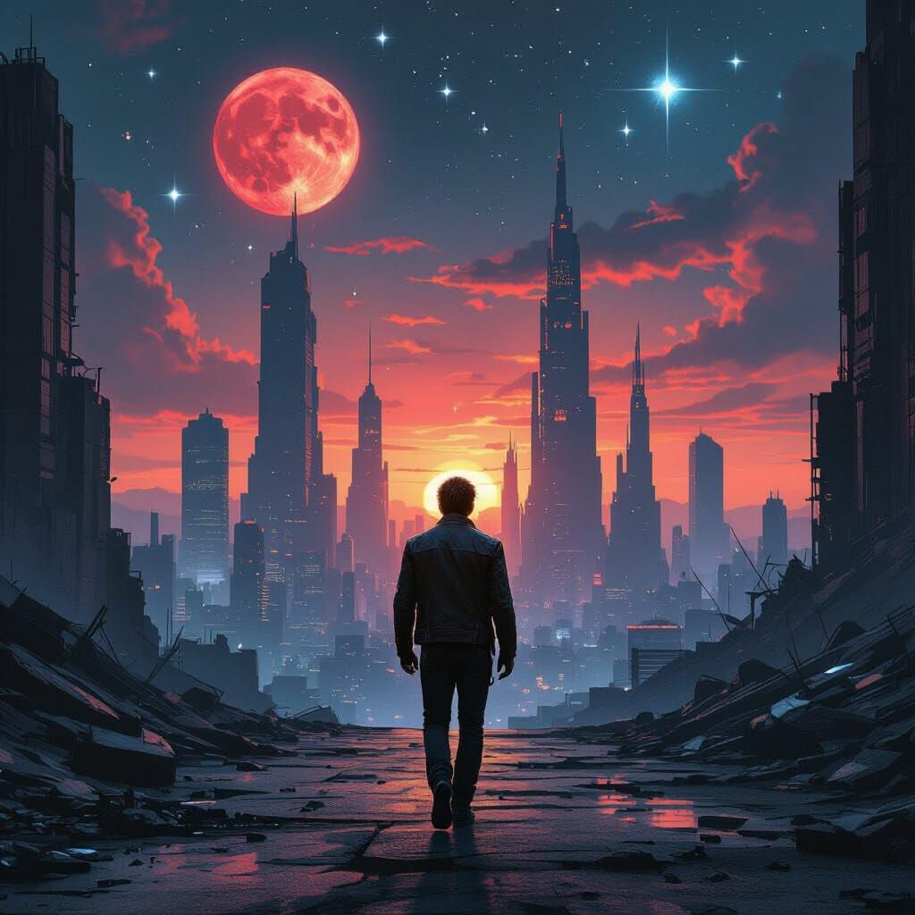 Dystopian Cityscape: A Sci-Fi Journey in Gritty Style