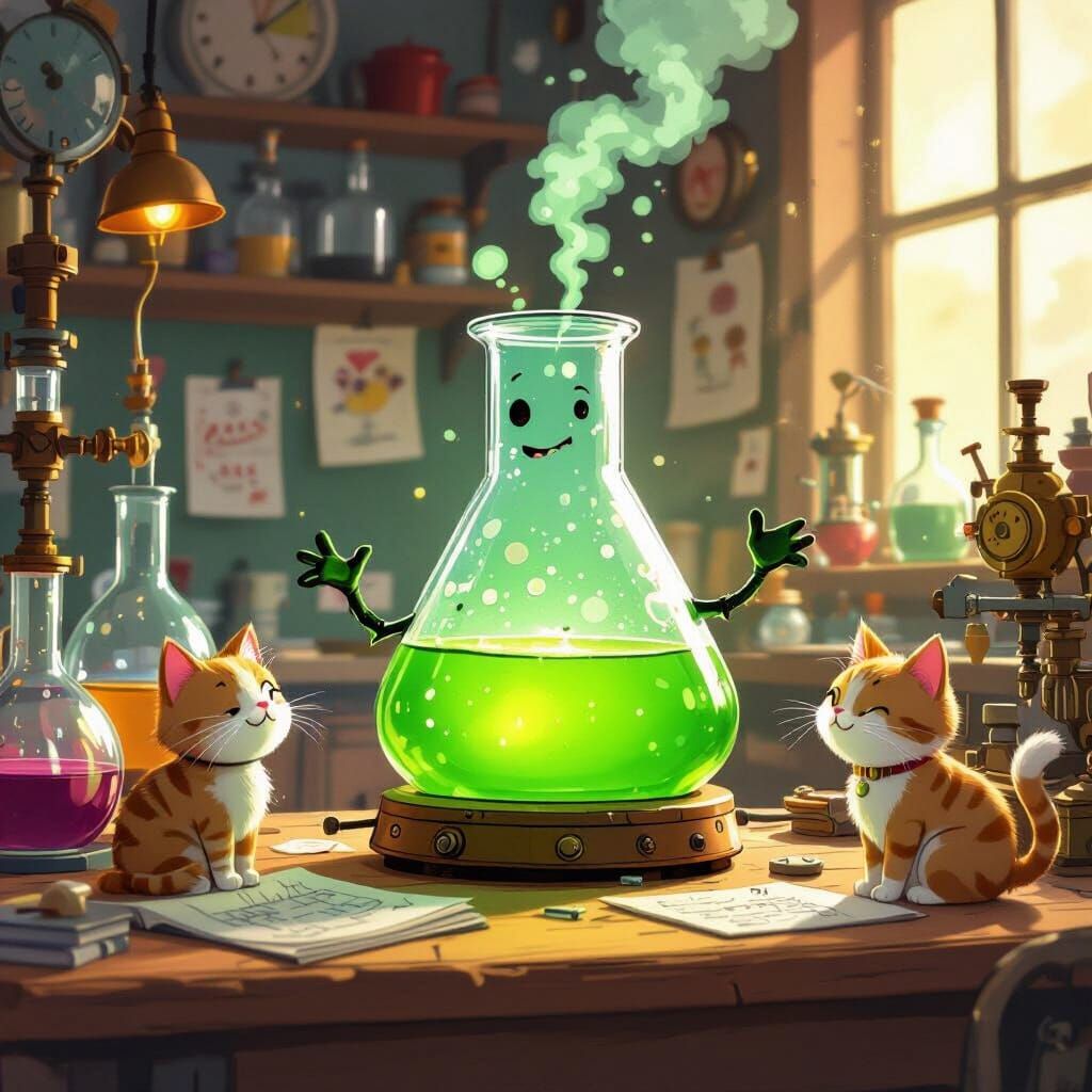 Intelligent Beaker Lectures Cats in a Steampunk Classroom