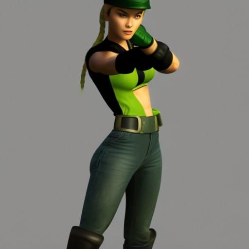 Sonya Blade Fighting Stance as 3D Digital Art