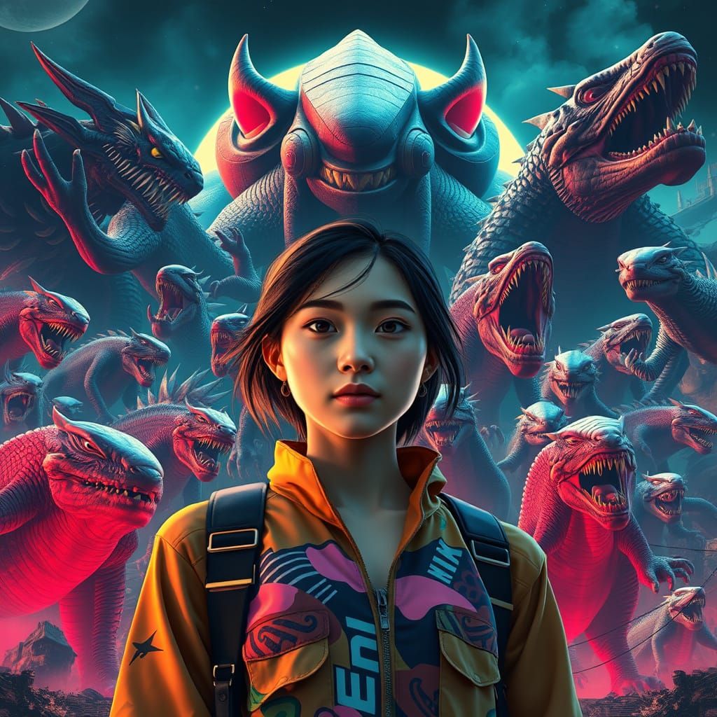 Miko Defies a Colossal Wall of Iconic Movie Monsters in Cybe...