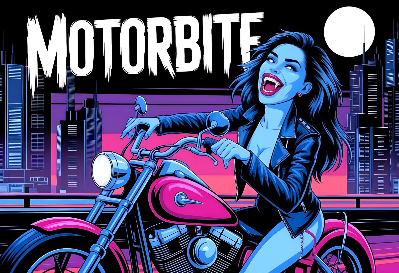 Cyberpunk Vampire on Motorbike